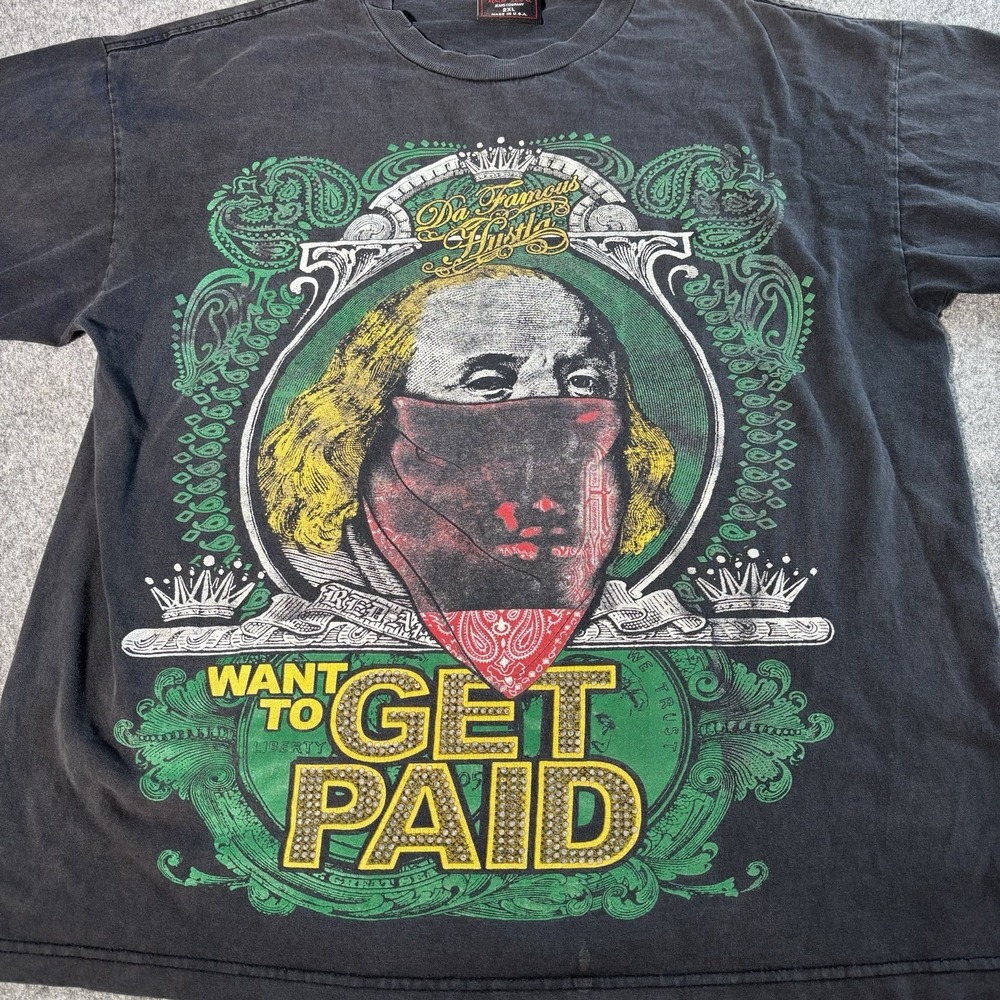 Vintage Red Ape Shirt Mens 2XL Want To Get Paid Y2K Streetwear Made In USA Money